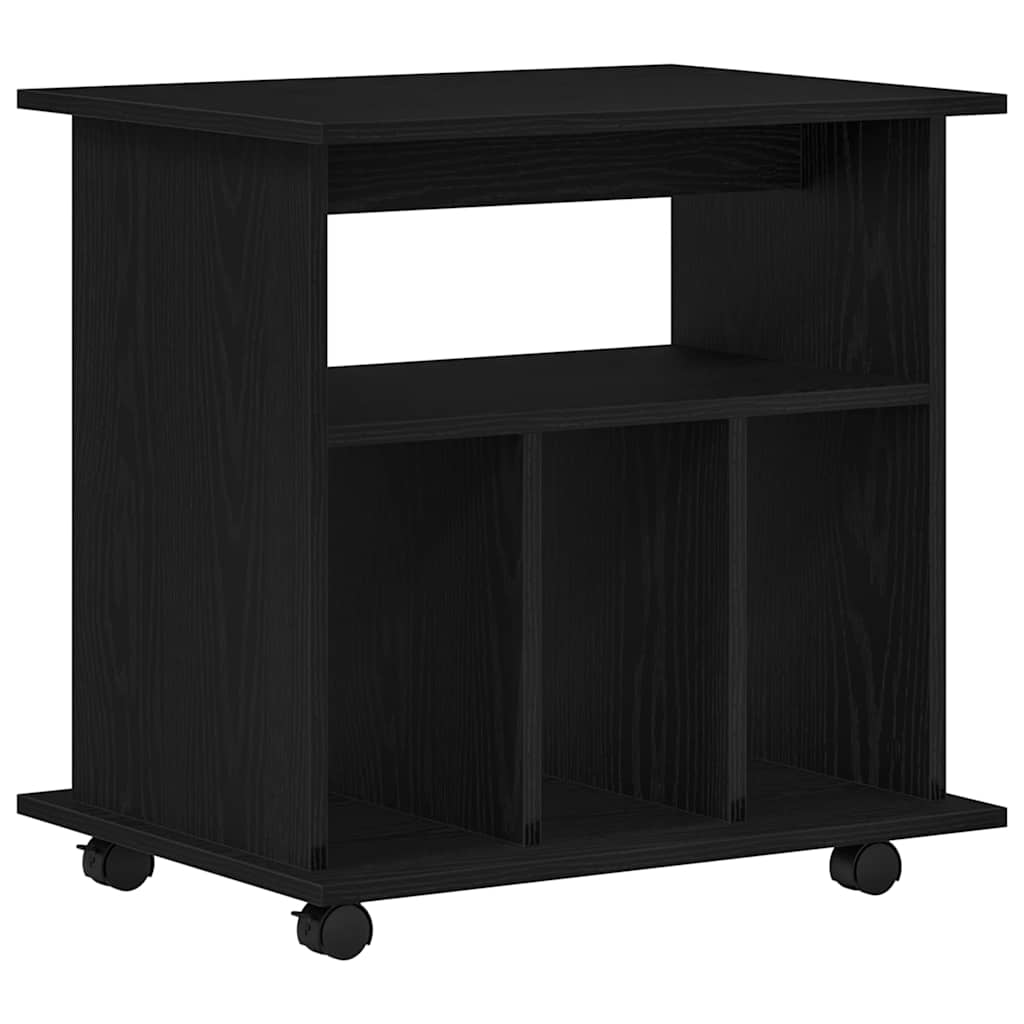 Rolling Kast met wiel Zwart Eiken 60 x 45 x 55 cm Bewerkt hout is nu te koop bij PeponiXL, paradijselijk wonen!