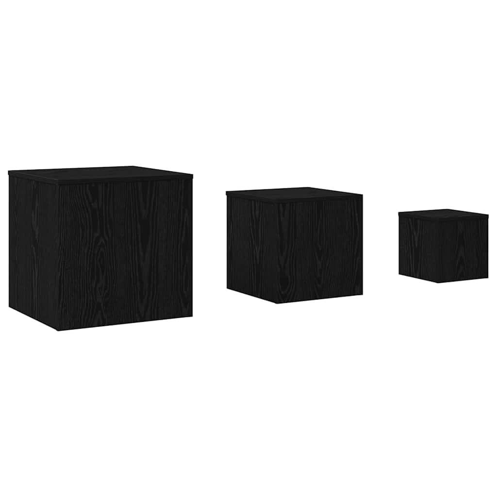 Nesttafel 3 pcs Zwart Eiken Bewerkt hout is nu te koop bij PeponiXL, paradijselijk wonen!