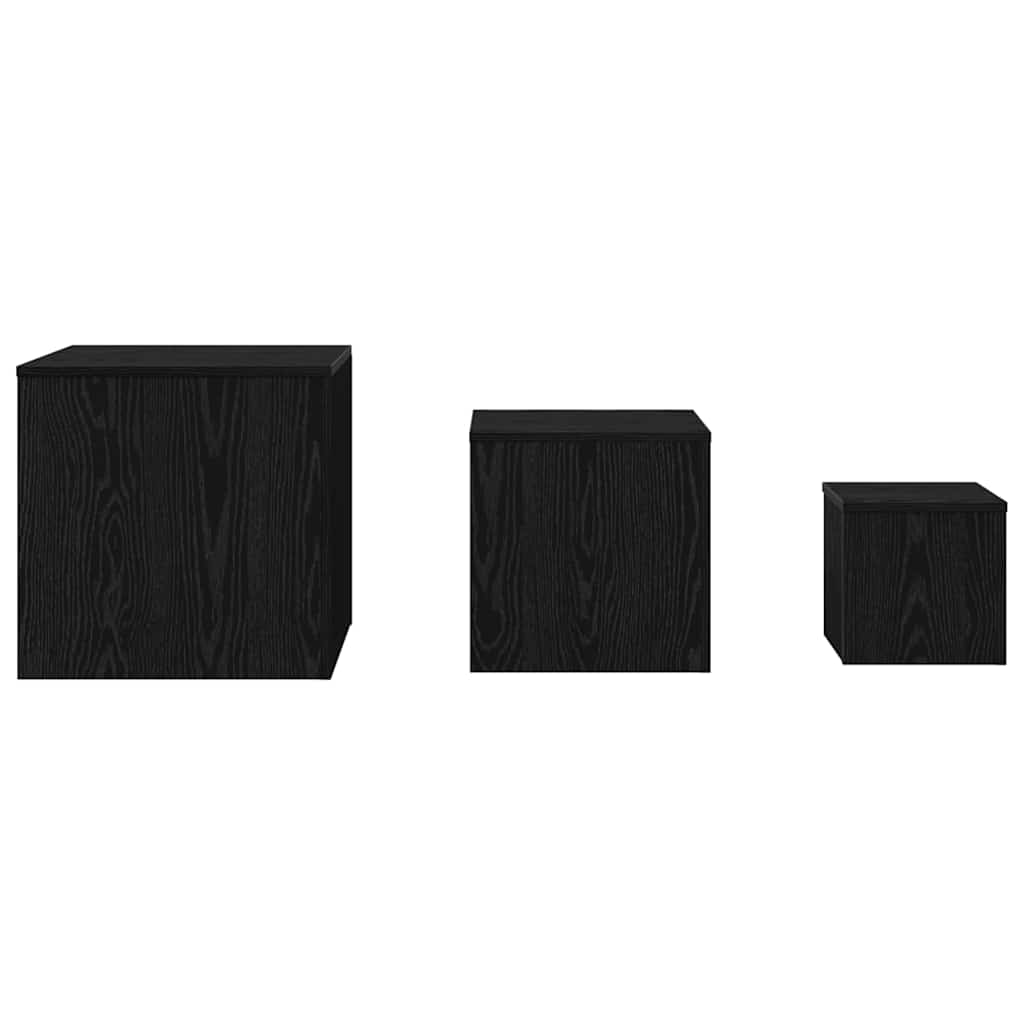 Nesttafel 3 pcs Zwart Eiken Bewerkt hout is nu te koop bij PeponiXL, paradijselijk wonen!