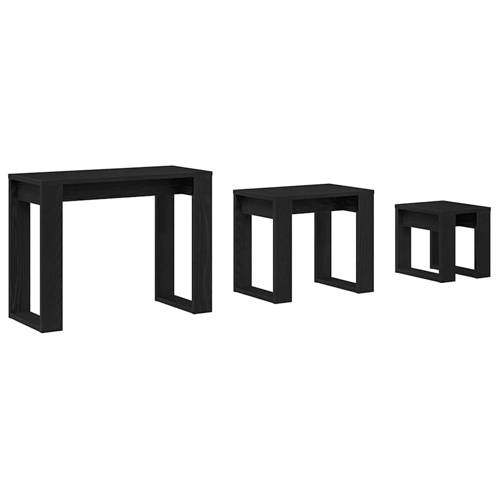 Nesttafels 3 pcs Zwart Eiken Bewerkt hout is nu te koop bij PeponiXL, paradijselijk wonen!