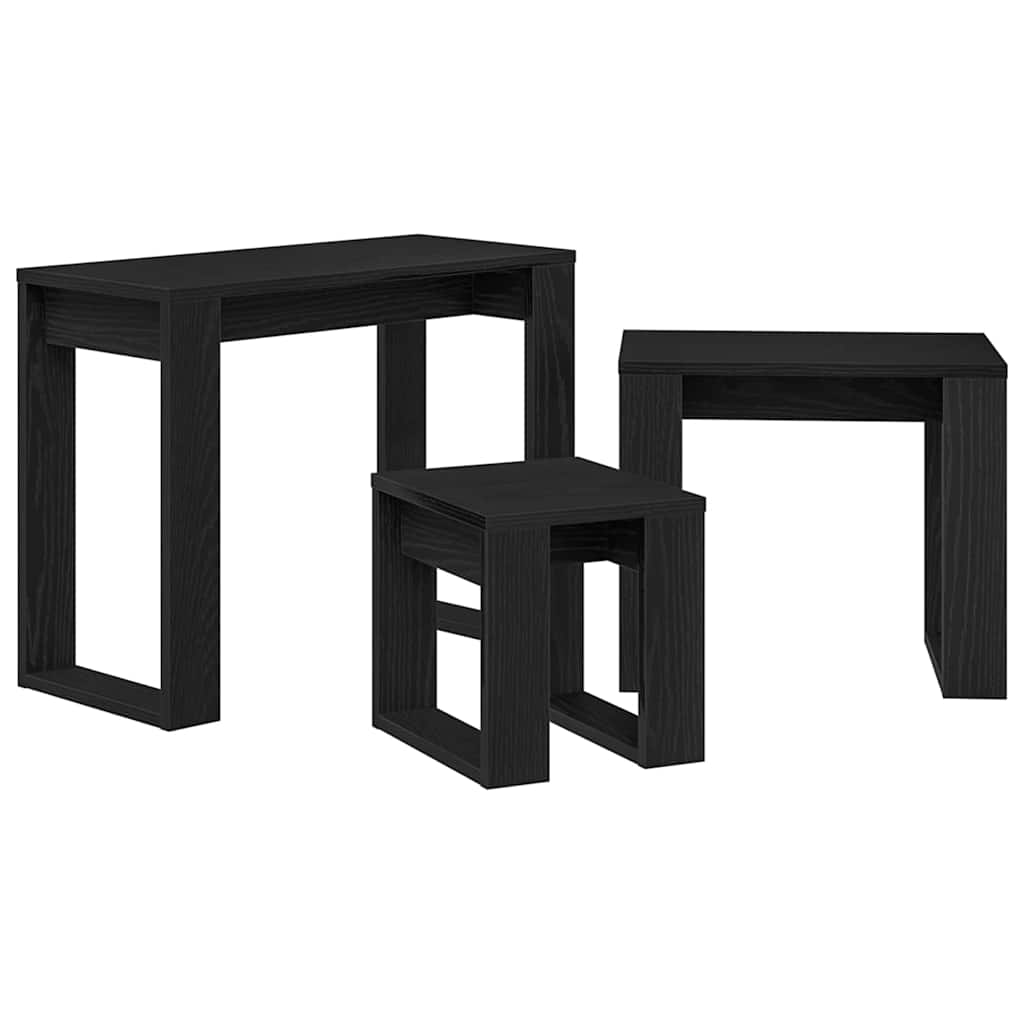 Nesttafels 3 pcs Zwart Eiken Bewerkt hout is nu te koop bij PeponiXL, paradijselijk wonen!