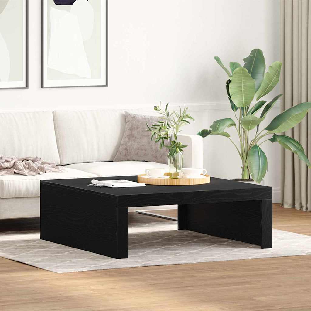 Salontafel Zwart Eiken 100 x 100 x 35 cm Bewerkt hout is nu te koop bij PeponiXL, paradijselijk wonen!