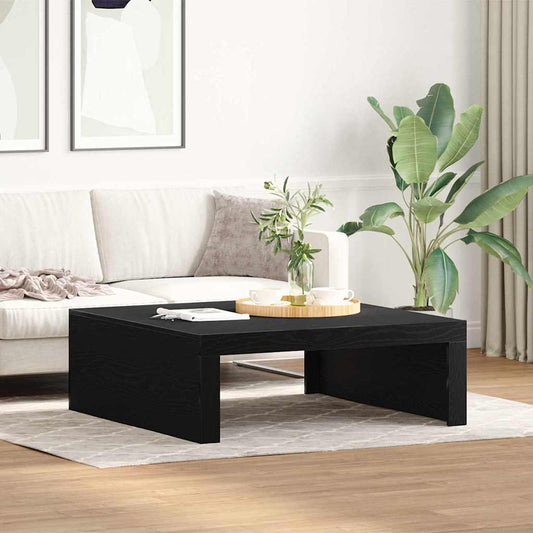 Salontafel Zwart Eiken 100 x 100 x 35 cm Bewerkt hout is nu te koop bij PeponiXL, paradijselijk wonen!
