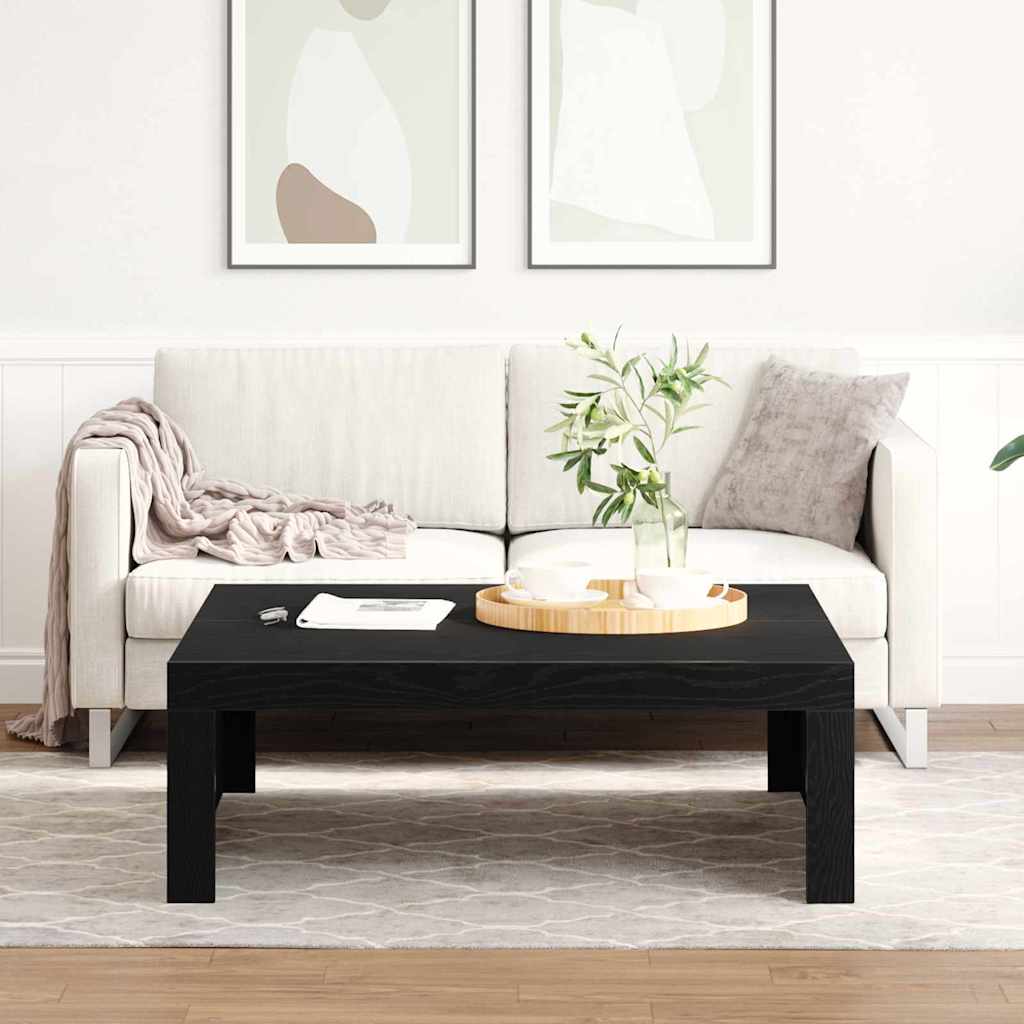 Salontafel Zwart Eiken 100 x 100 x 35 cm Bewerkt hout is nu te koop bij PeponiXL, paradijselijk wonen!
