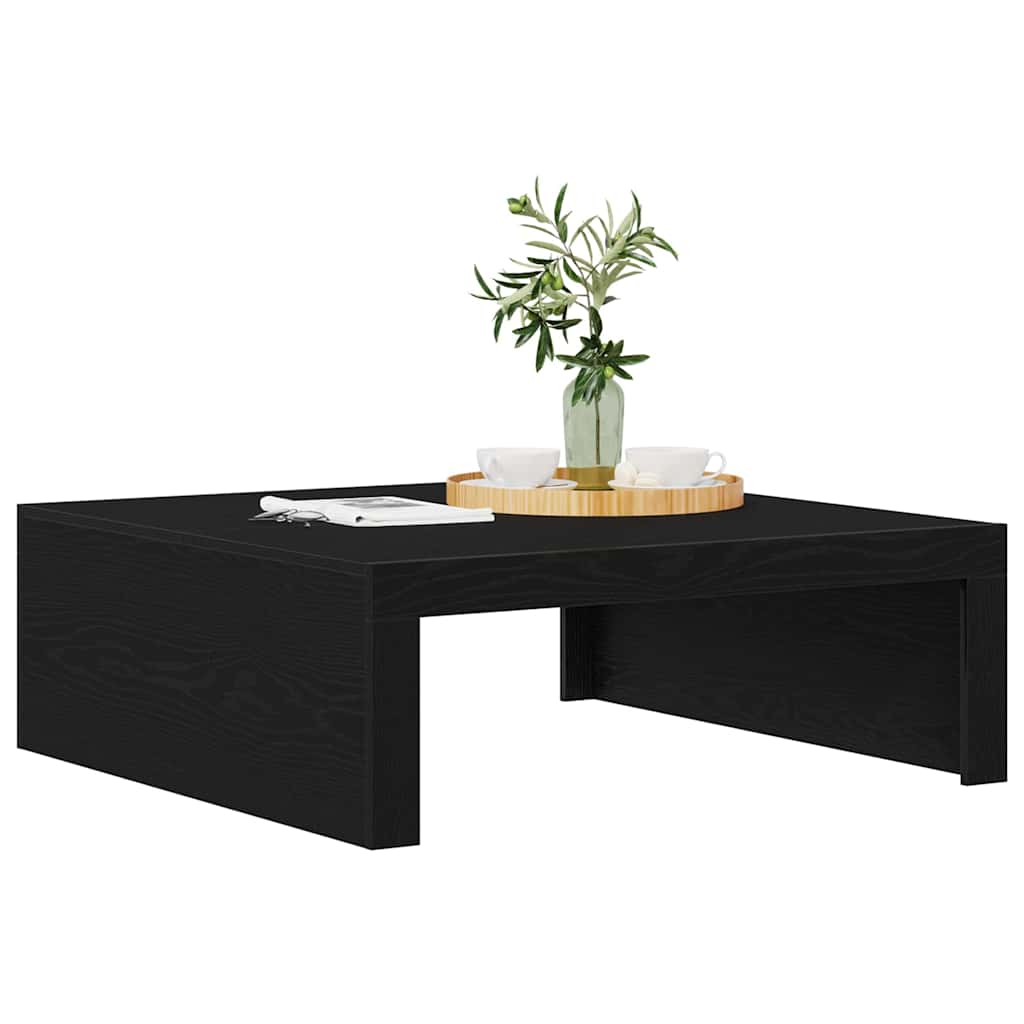 Salontafel Zwart Eiken 100 x 100 x 35 cm Bewerkt hout is nu te koop bij PeponiXL, paradijselijk wonen!