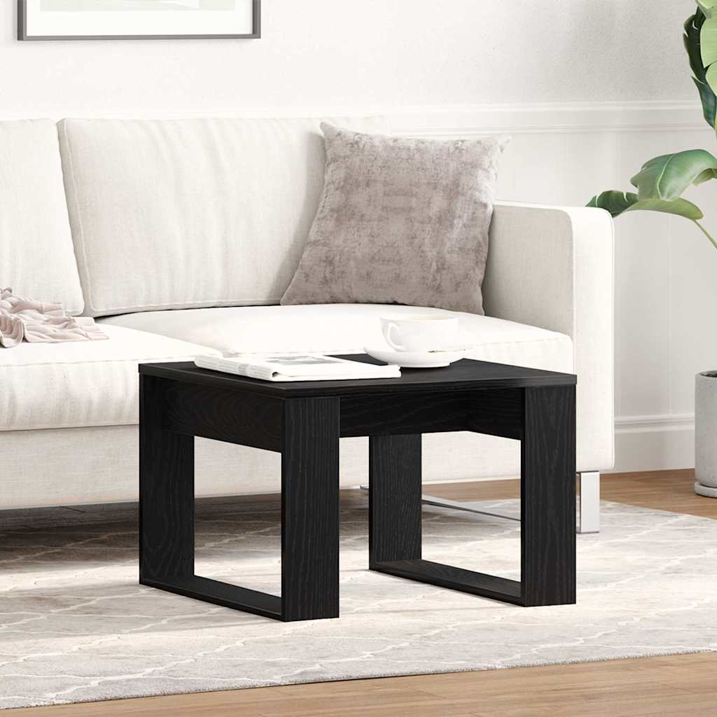 Salontafel Zwart Eiken 50 x 50 x 35 cm Bewerkt hout is nu te koop bij PeponiXL, paradijselijk wonen!