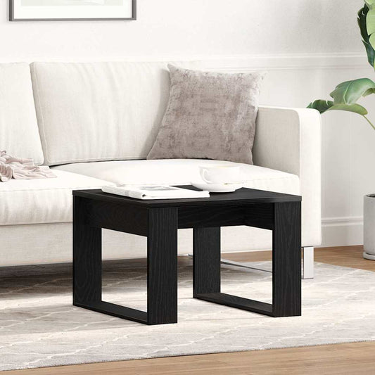 Salontafel Zwart Eiken 50 x 50 x 35 cm Bewerkt hout is nu te koop bij PeponiXL, paradijselijk wonen!