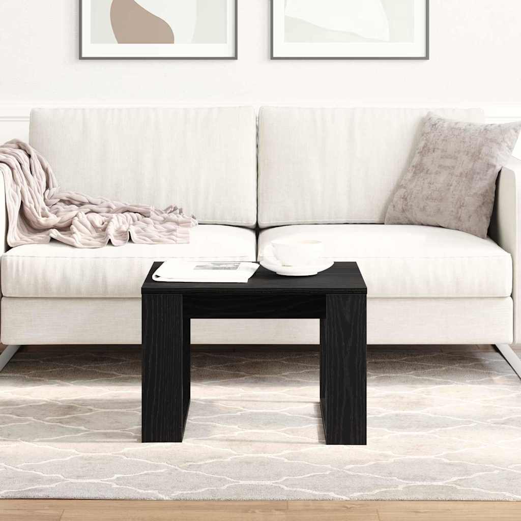 Salontafel Zwart Eiken 50 x 50 x 35 cm Bewerkt hout is nu te koop bij PeponiXL, paradijselijk wonen!