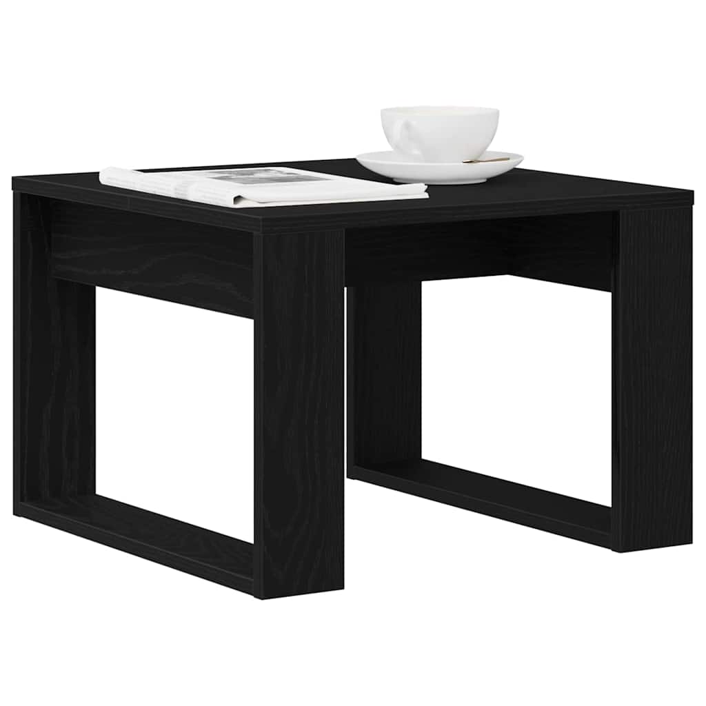 Salontafel Zwart Eiken 50 x 50 x 35 cm Bewerkt hout is nu te koop bij PeponiXL, paradijselijk wonen!