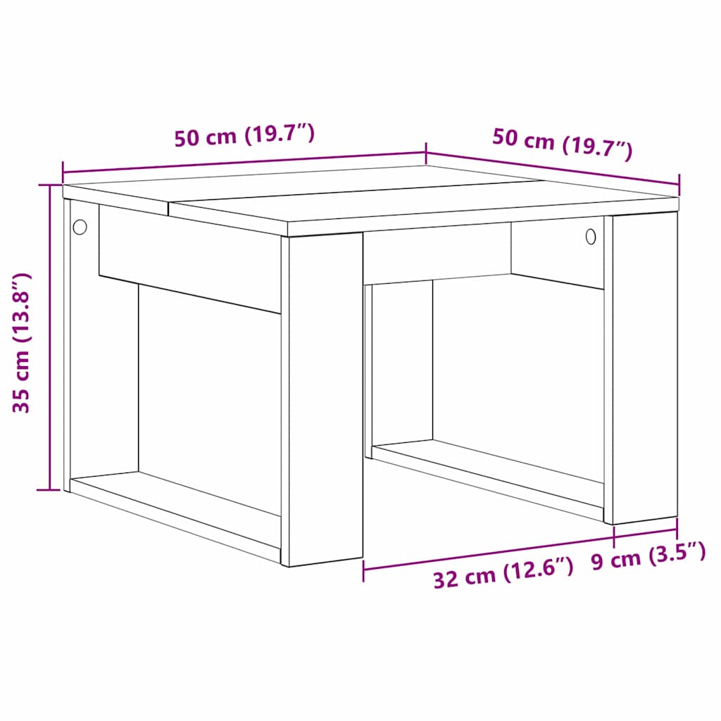 Salontafel Zwart Eiken 50 x 50 x 35 cm Bewerkt hout is nu te koop bij PeponiXL, paradijselijk wonen!