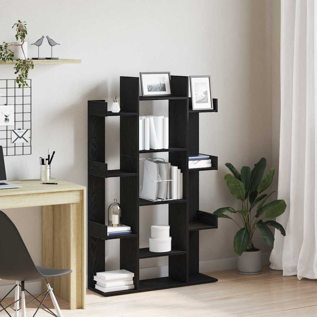 Boekenkast Zwart Eiken 86 x 25,5 x 140 cm Bewerkt hout is nu te koop bij PeponiXL, paradijselijk wonen!