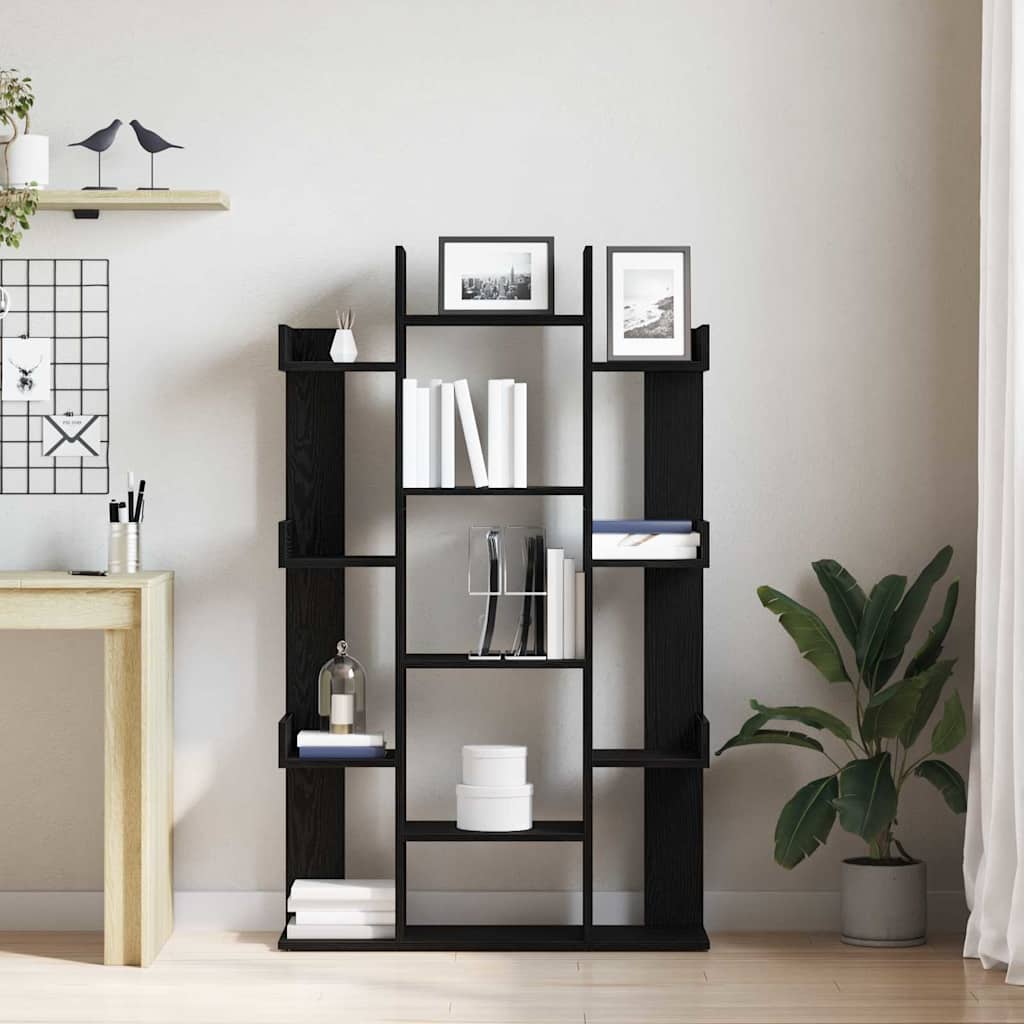 Boekenkast Zwart Eiken 86 x 25,5 x 140 cm Bewerkt hout is nu te koop bij PeponiXL, paradijselijk wonen!
