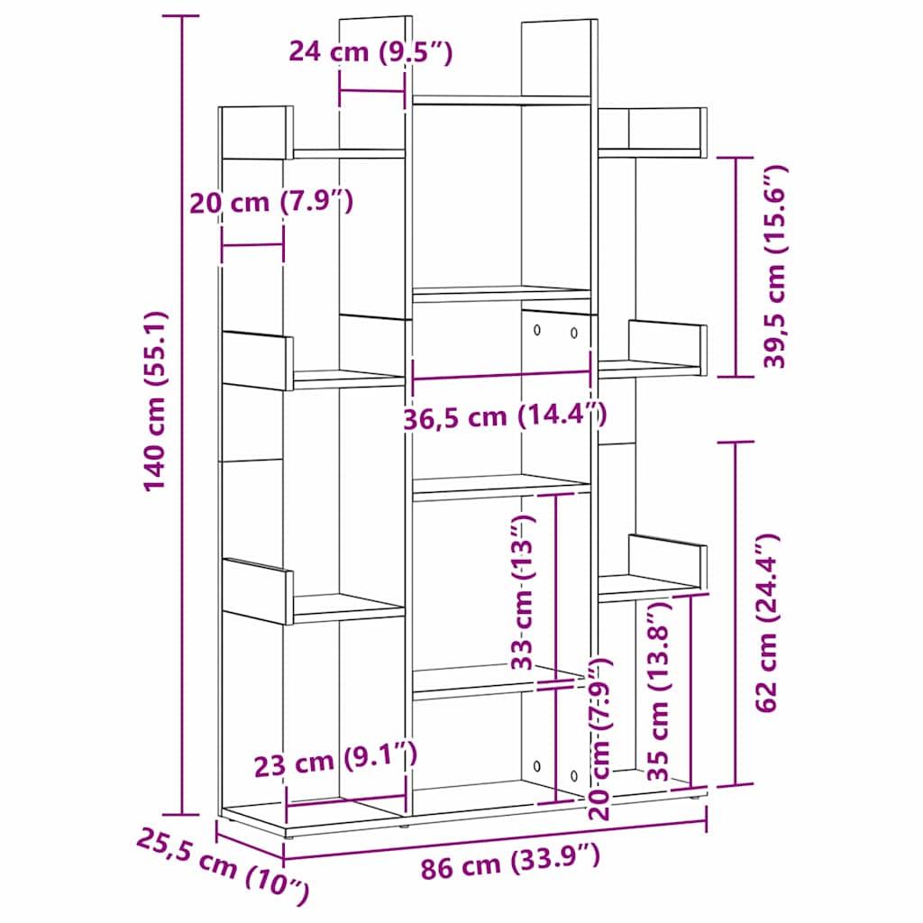 Boekenkast Zwart Eiken 86 x 25,5 x 140 cm Bewerkt hout is nu te koop bij PeponiXL, paradijselijk wonen!