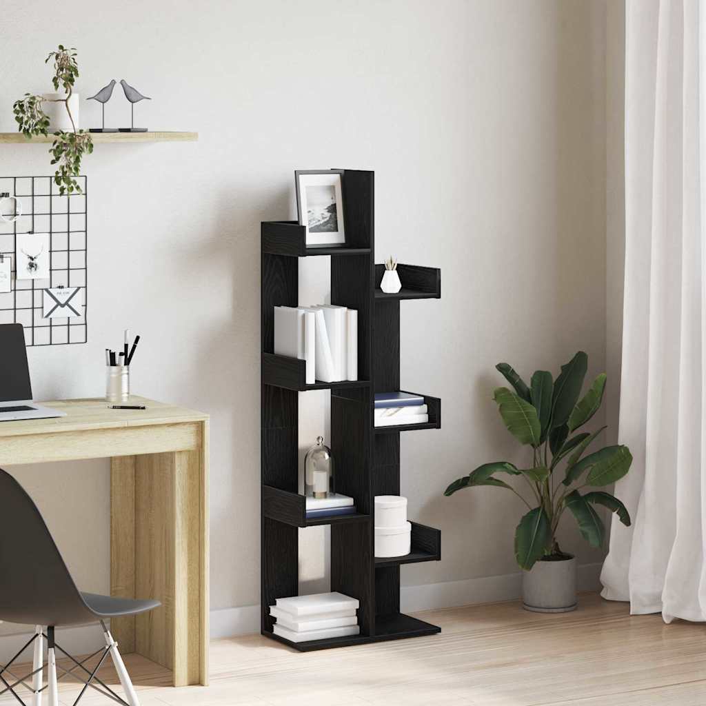 Boekenkast Zwart Eiken 48 x 25,5 x 140 cm Bewerkt hout is nu te koop bij PeponiXL, paradijselijk wonen!