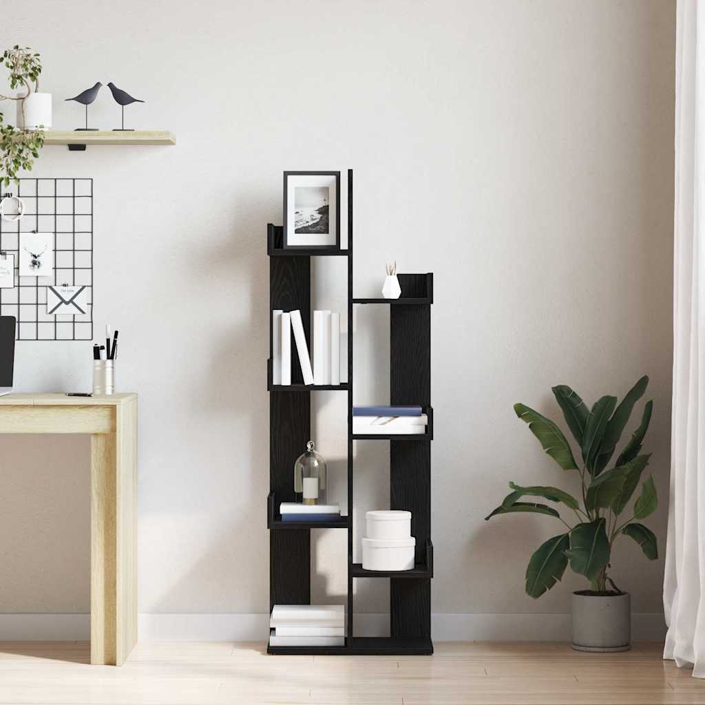 Boekenkast Zwart Eiken 48 x 25,5 x 140 cm Bewerkt hout is nu te koop bij PeponiXL, paradijselijk wonen!