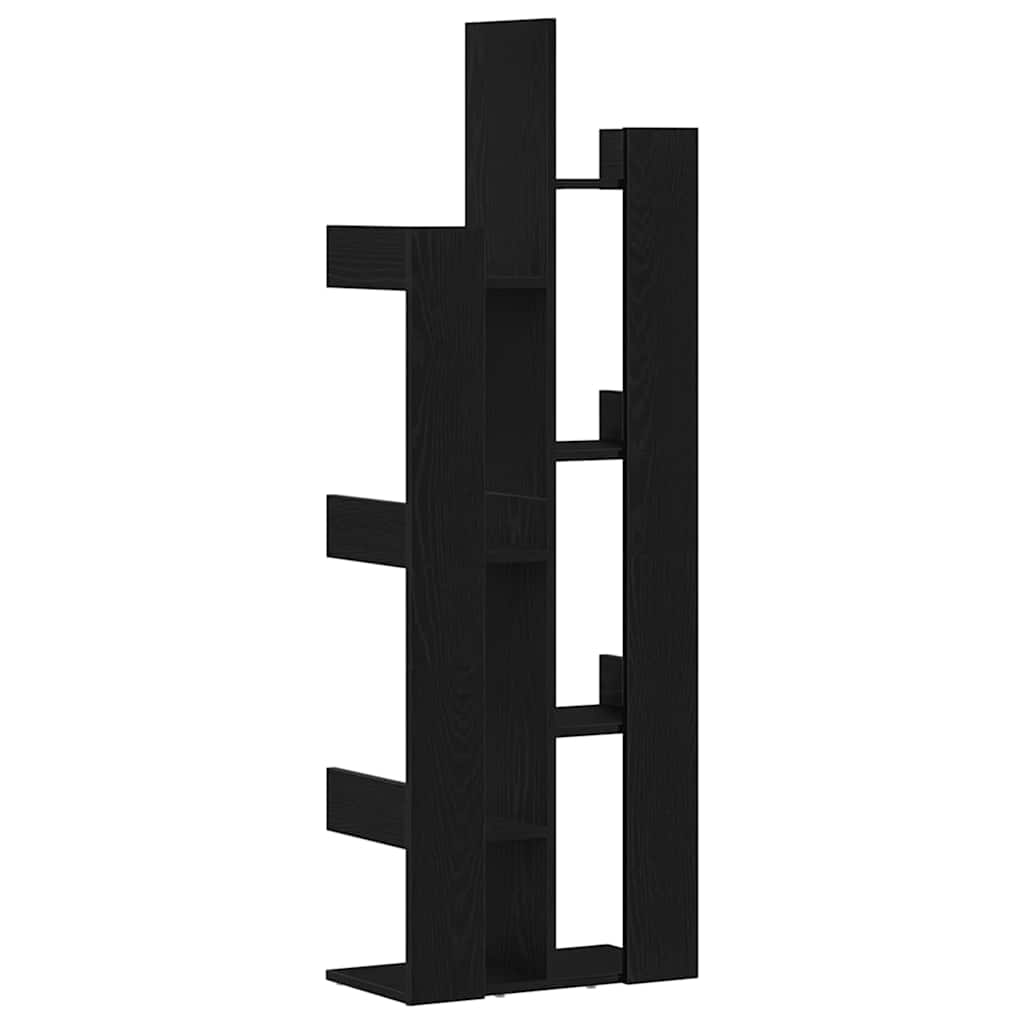 Boekenkast Zwart Eiken 48 x 25,5 x 140 cm Bewerkt hout is nu te koop bij PeponiXL, paradijselijk wonen!