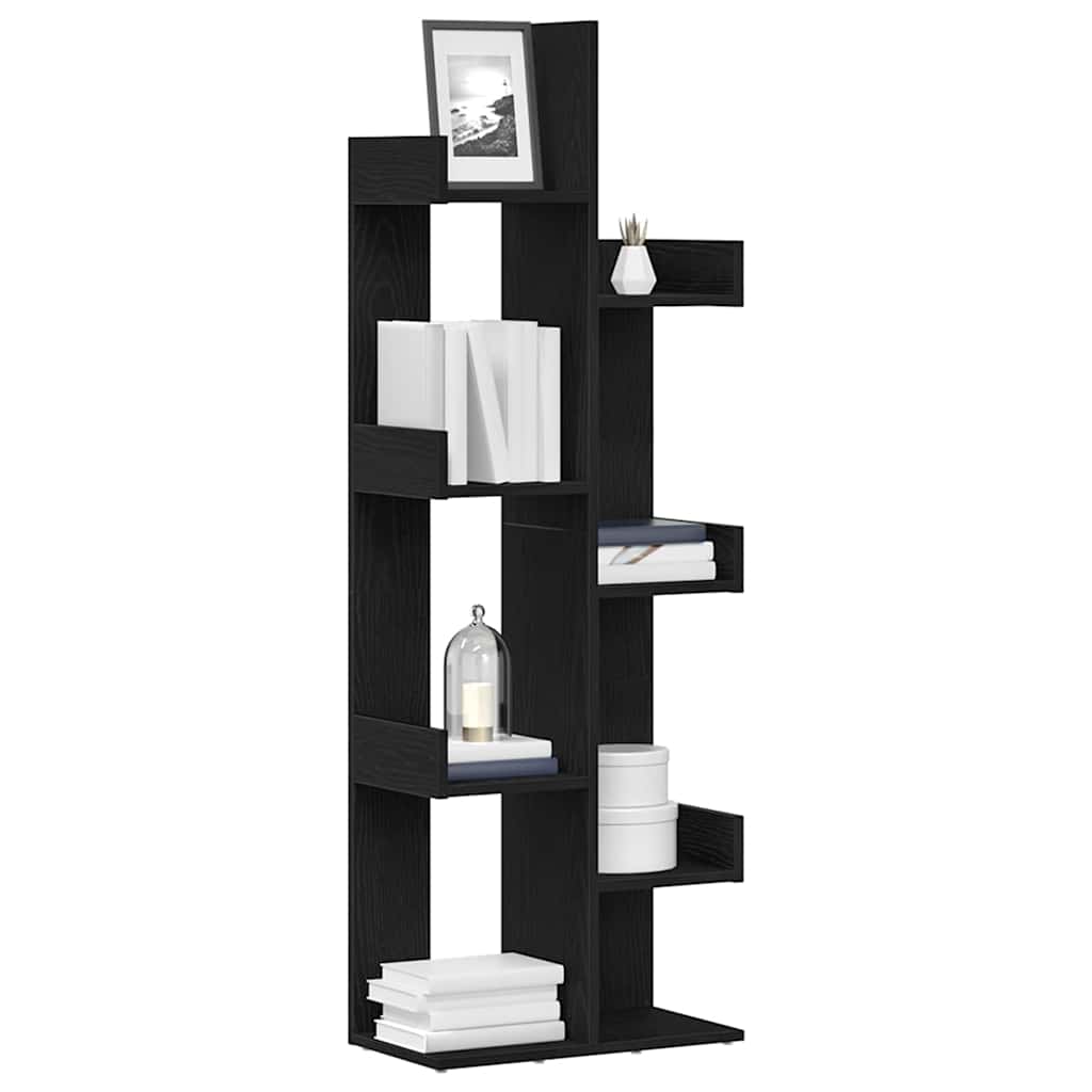 Boekenkast Zwart Eiken 48 x 25,5 x 140 cm Bewerkt hout is nu te koop bij PeponiXL, paradijselijk wonen!