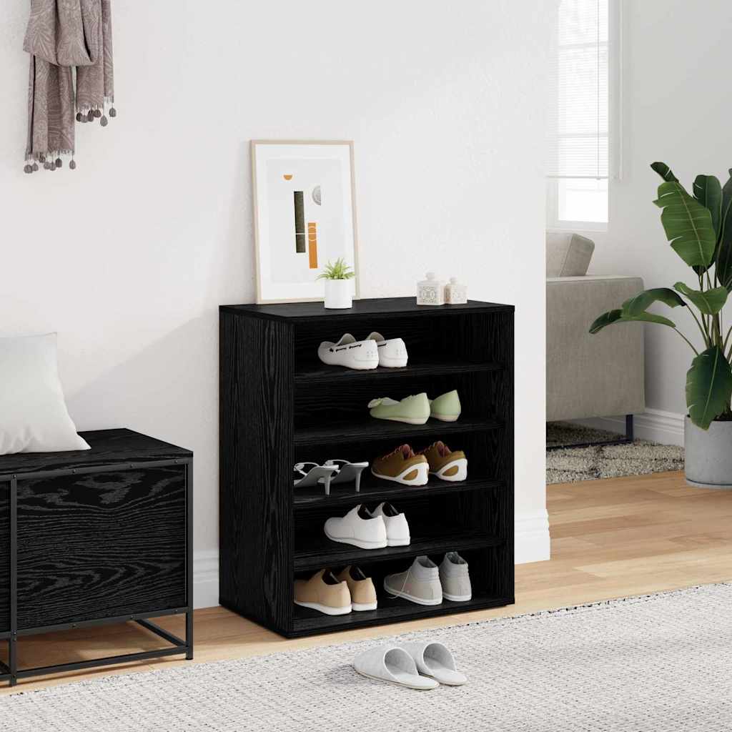 Schoenenkast met plank Zwart Eiken 60 x 35 x 70 cm Bewerkt hout is nu te koop bij PeponiXL, paradijselijk wonen!