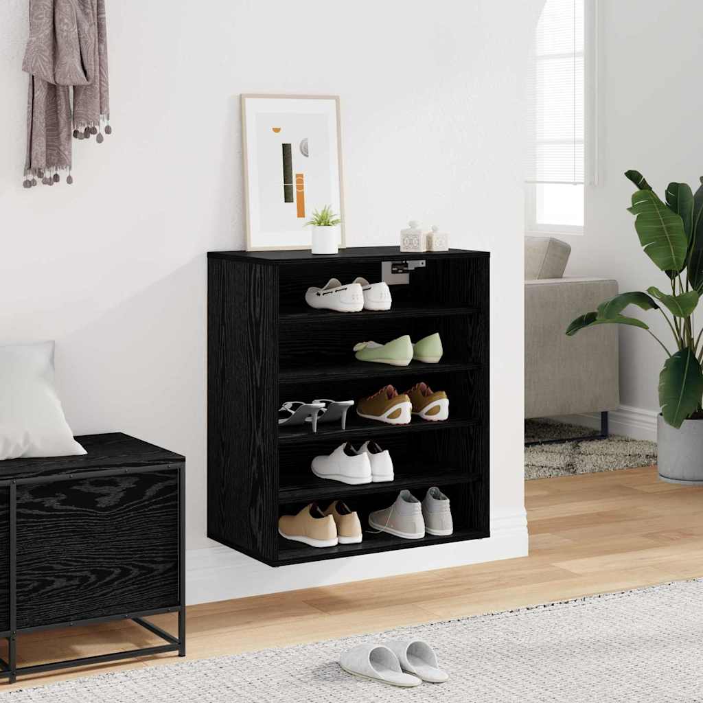 Schoenenkast met plank Zwart Eiken 60 x 35 x 70 cm Bewerkt hout is nu te koop bij PeponiXL, paradijselijk wonen!
