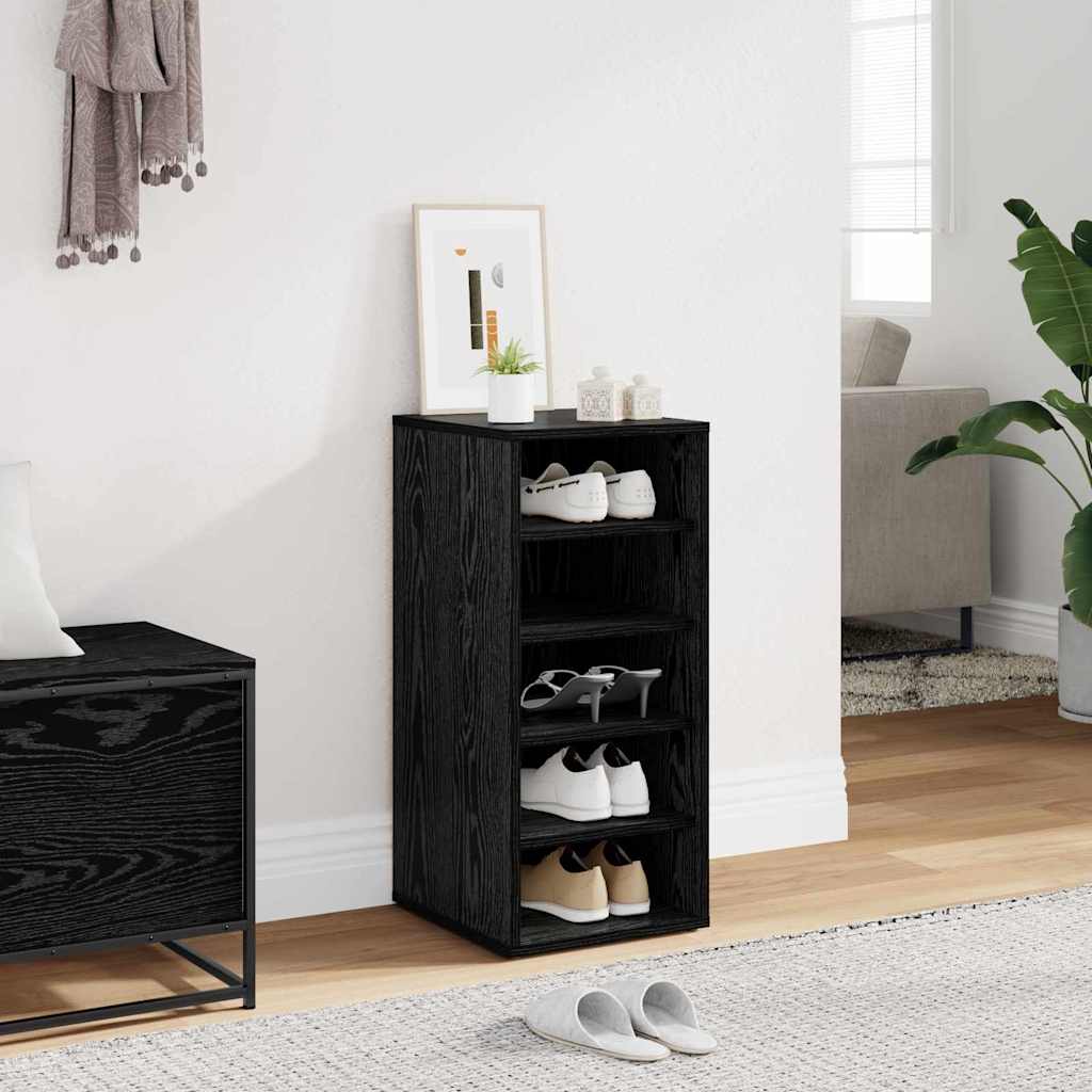 Schoenenkast met plank Zwart Eiken 32 x 35 x 70 cm Bewerkt hout is nu te koop bij PeponiXL, paradijselijk wonen!