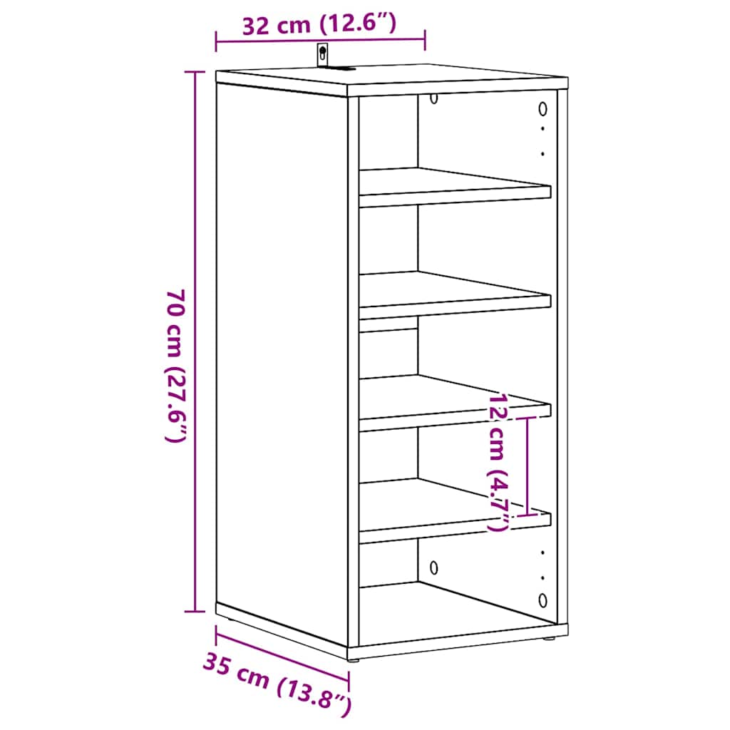 Schoenenkast met plank Zwart Eiken 32 x 35 x 70 cm Bewerkt hout is nu te koop bij PeponiXL, paradijselijk wonen!