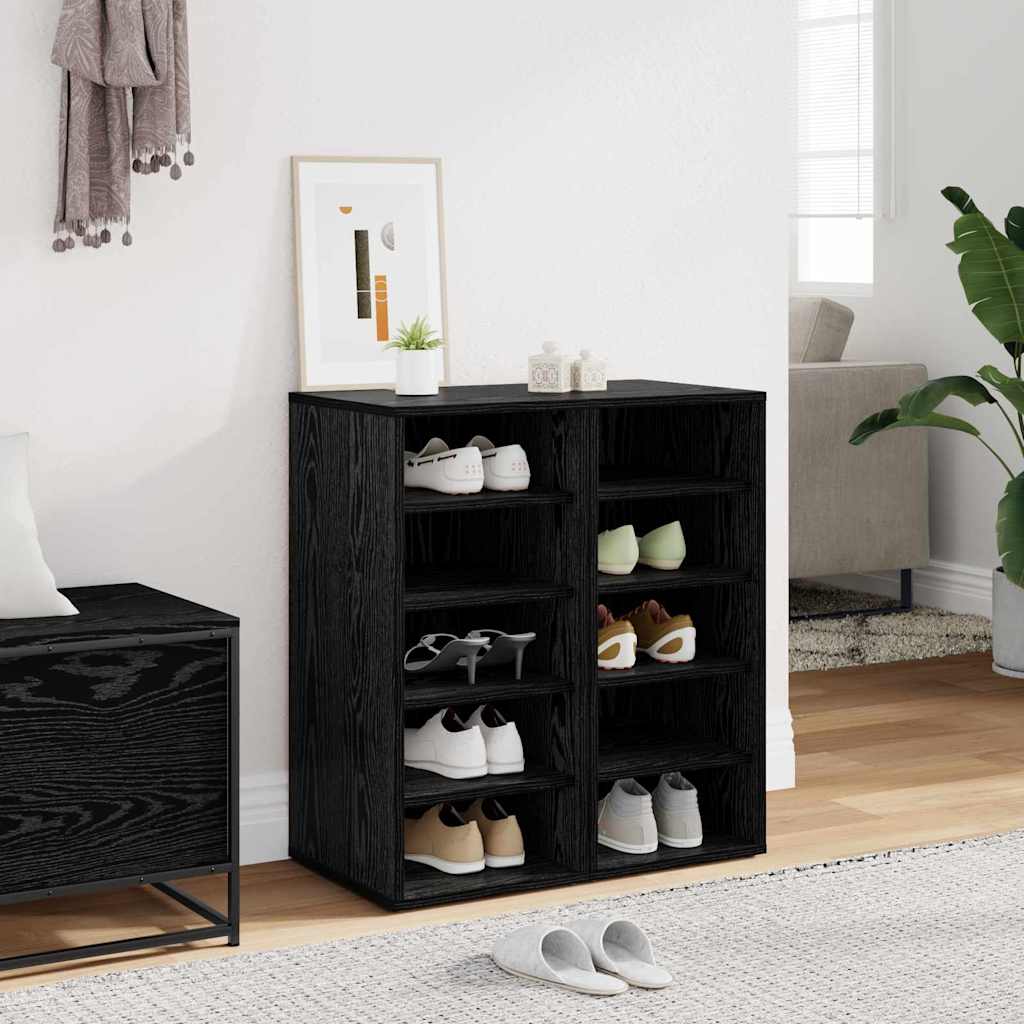 Schoenenkast 2 pcs Zwart Eiken 32 x 35 x 70 cm Bewerkt hout is nu te koop bij PeponiXL, paradijselijk wonen!