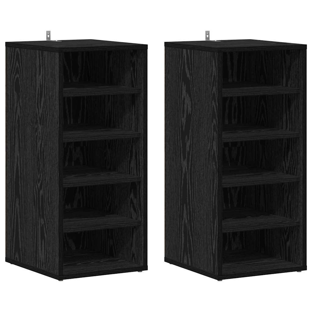 Schoenenkast 2 pcs Zwart Eiken 32 x 35 x 70 cm Bewerkt hout is nu te koop bij PeponiXL, paradijselijk wonen!