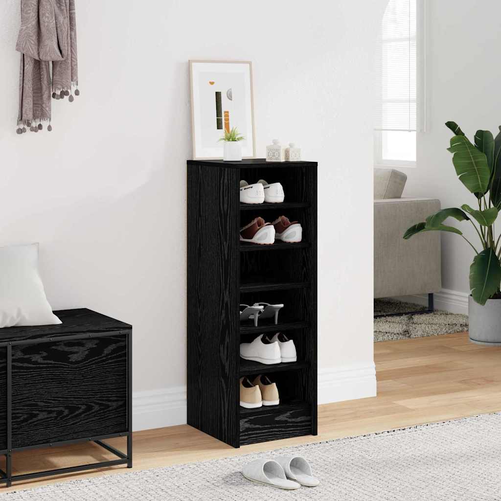 Schoenenkast met plank Zwart Eiken 32 x 35 x 90 cm Bewerkt hout is nu te koop bij PeponiXL, paradijselijk wonen!