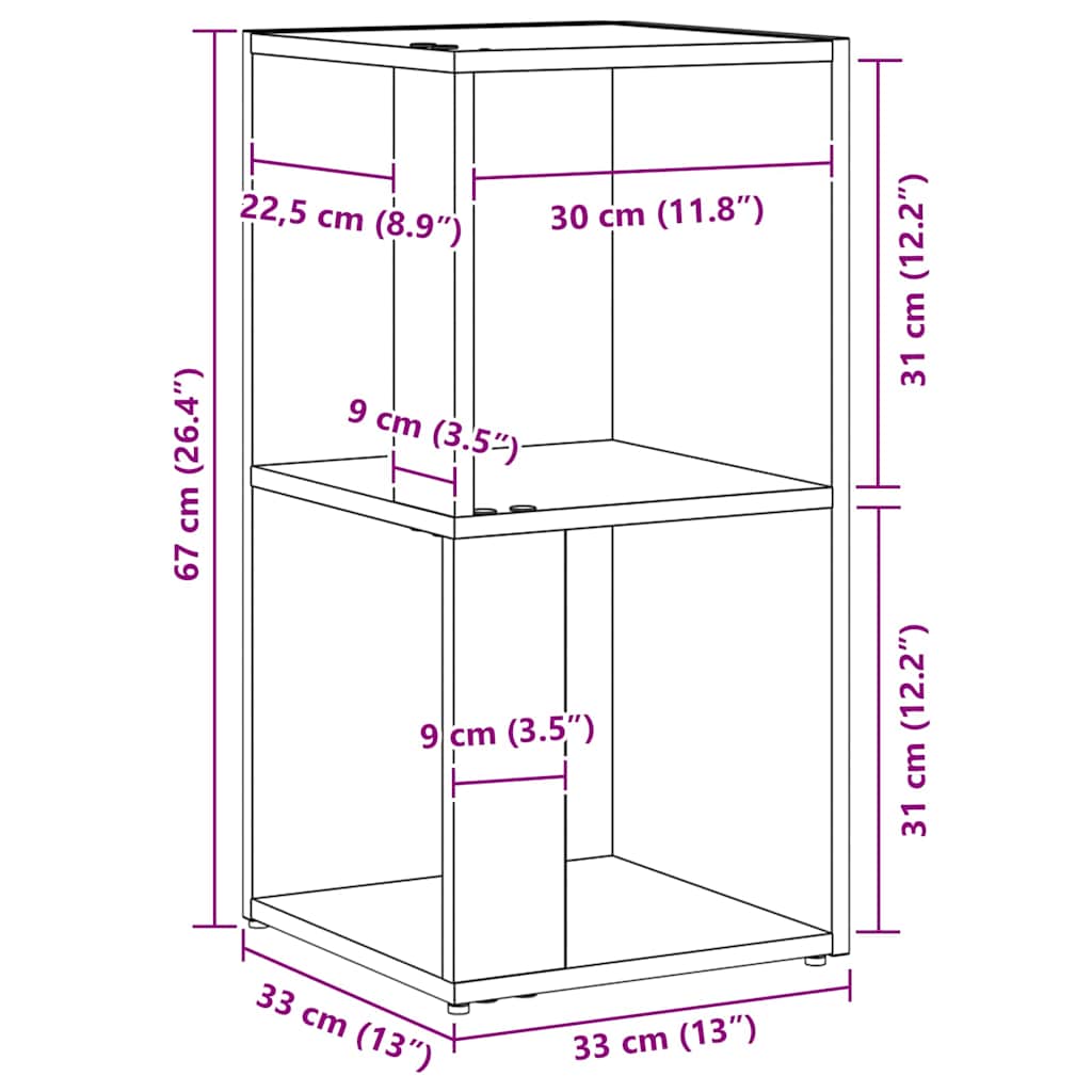 Hoekplanken Zwart Eiken 33 x 33 x 67 cm Bewerkt hout is nu te koop bij PeponiXL, paradijselijk wonen!
