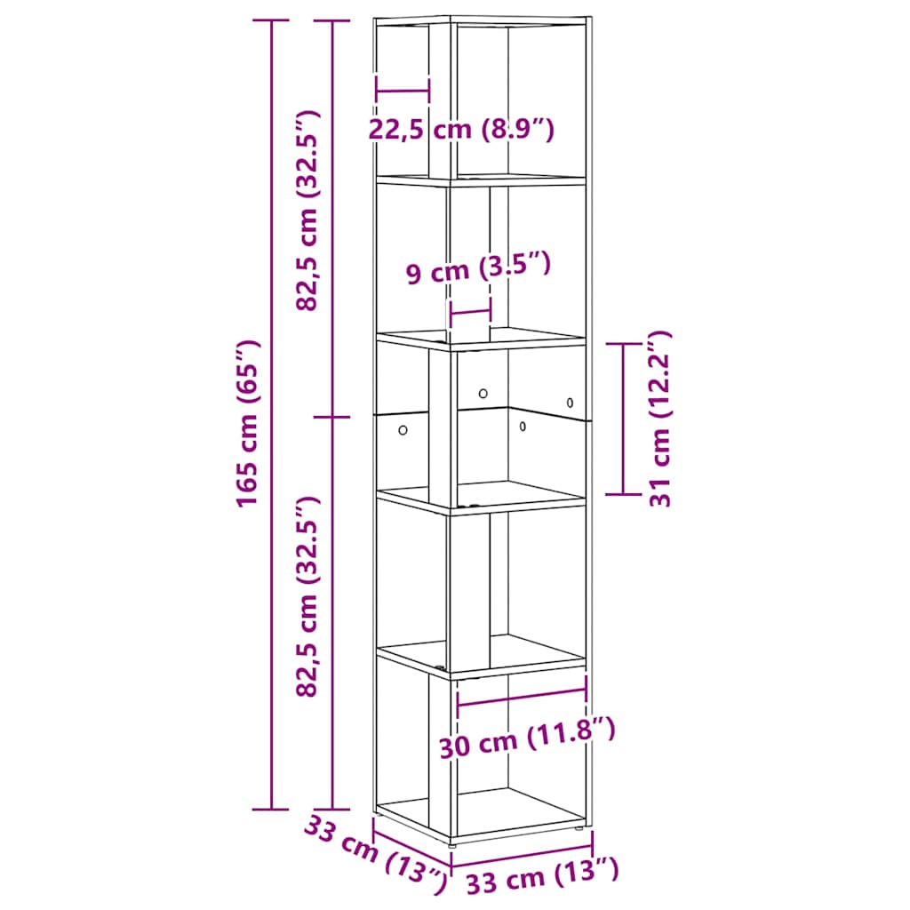 Hoekplanken Zwart Eiken 33 x 33 x 164,5 cm Bewerkt hout is nu te koop bij PeponiXL, paradijselijk wonen!