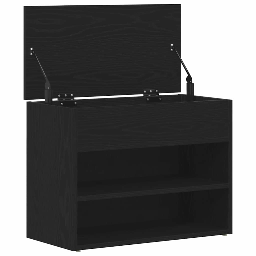 Schoenenbank met plank Zwart Eiken 60 x 30 x 45 cm Bewerkt hout is nu te koop bij PeponiXL, paradijselijk wonen!