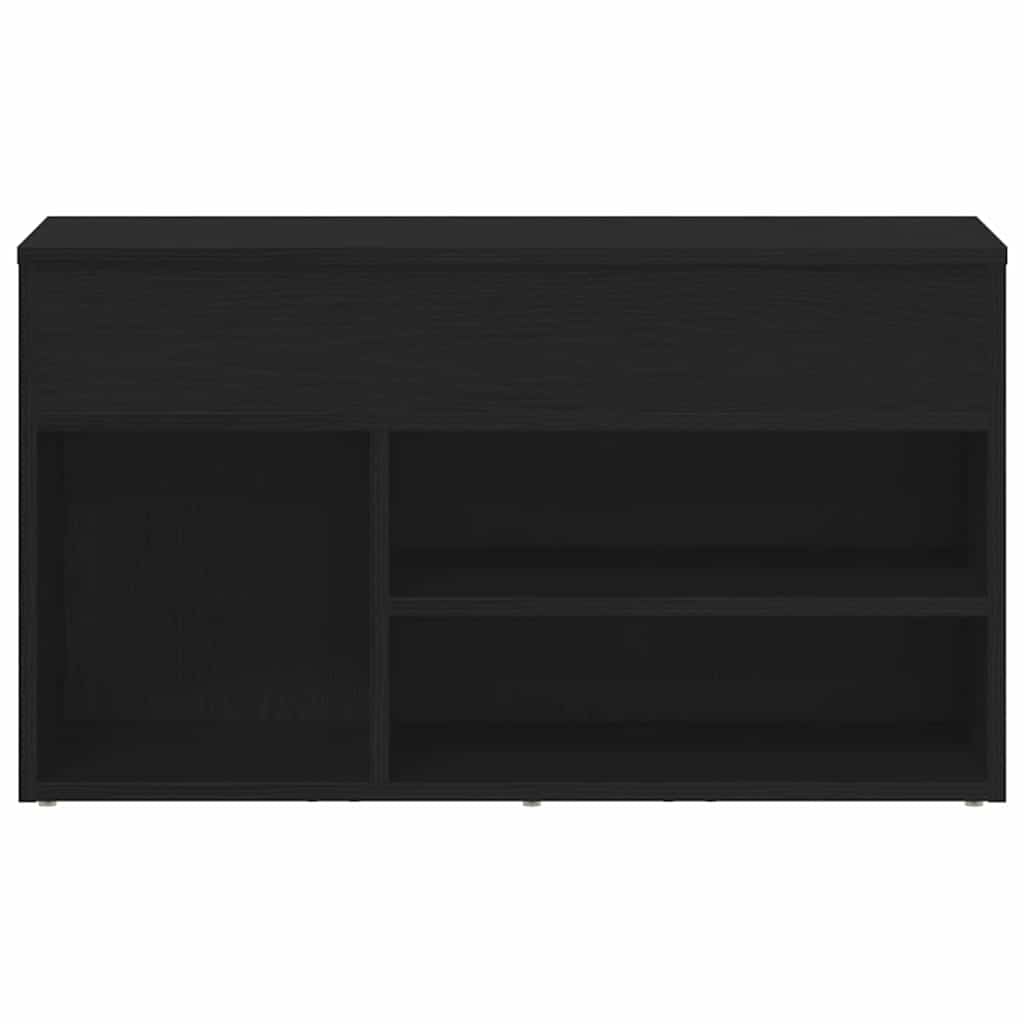 Schoenenbank met plank Zwart Eiken 80 x 30 x 45 cm Bewerkt hout is nu te koop bij PeponiXL, paradijselijk wonen!