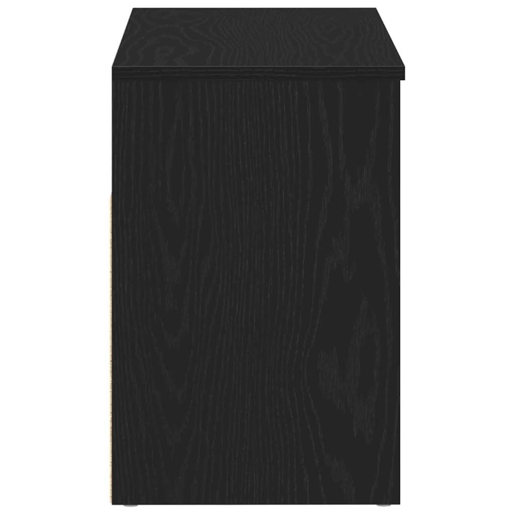 Schoenenbank met plank Zwart Eiken 80 x 30 x 45 cm Bewerkt hout is nu te koop bij PeponiXL, paradijselijk wonen!