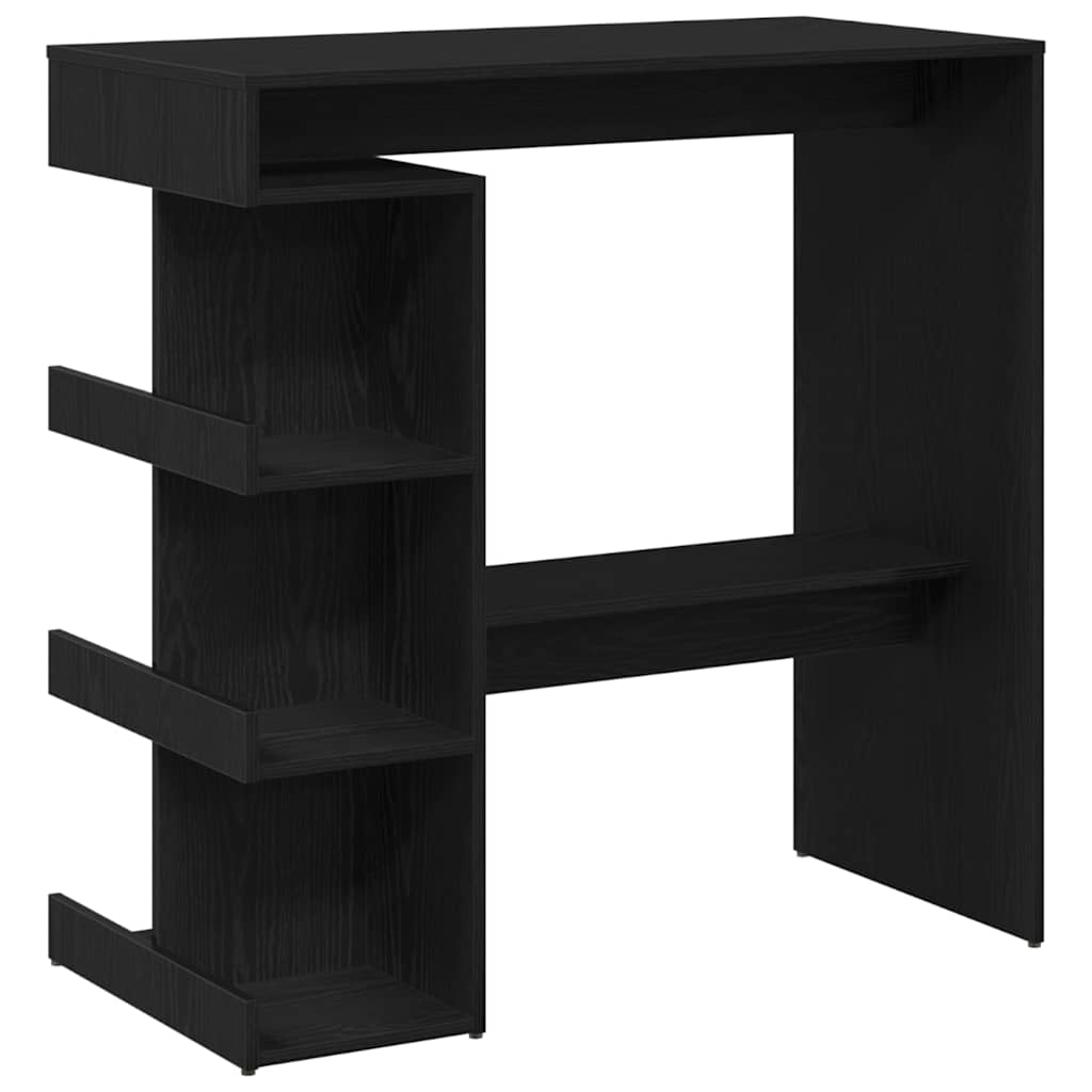 Bartafel met plank Zwart Eiken 100 x 48 x 101,5 cm Bewerkt hout is nu te koop bij PeponiXL, paradijselijk wonen!