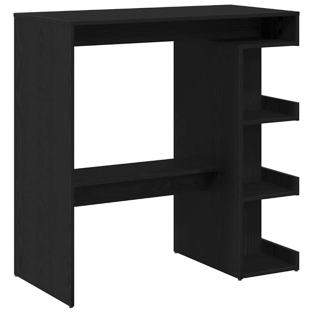 Bartafel met plank Zwart Eiken 100 x 48 x 101,5 cm Bewerkt hout is nu te koop bij PeponiXL, paradijselijk wonen!