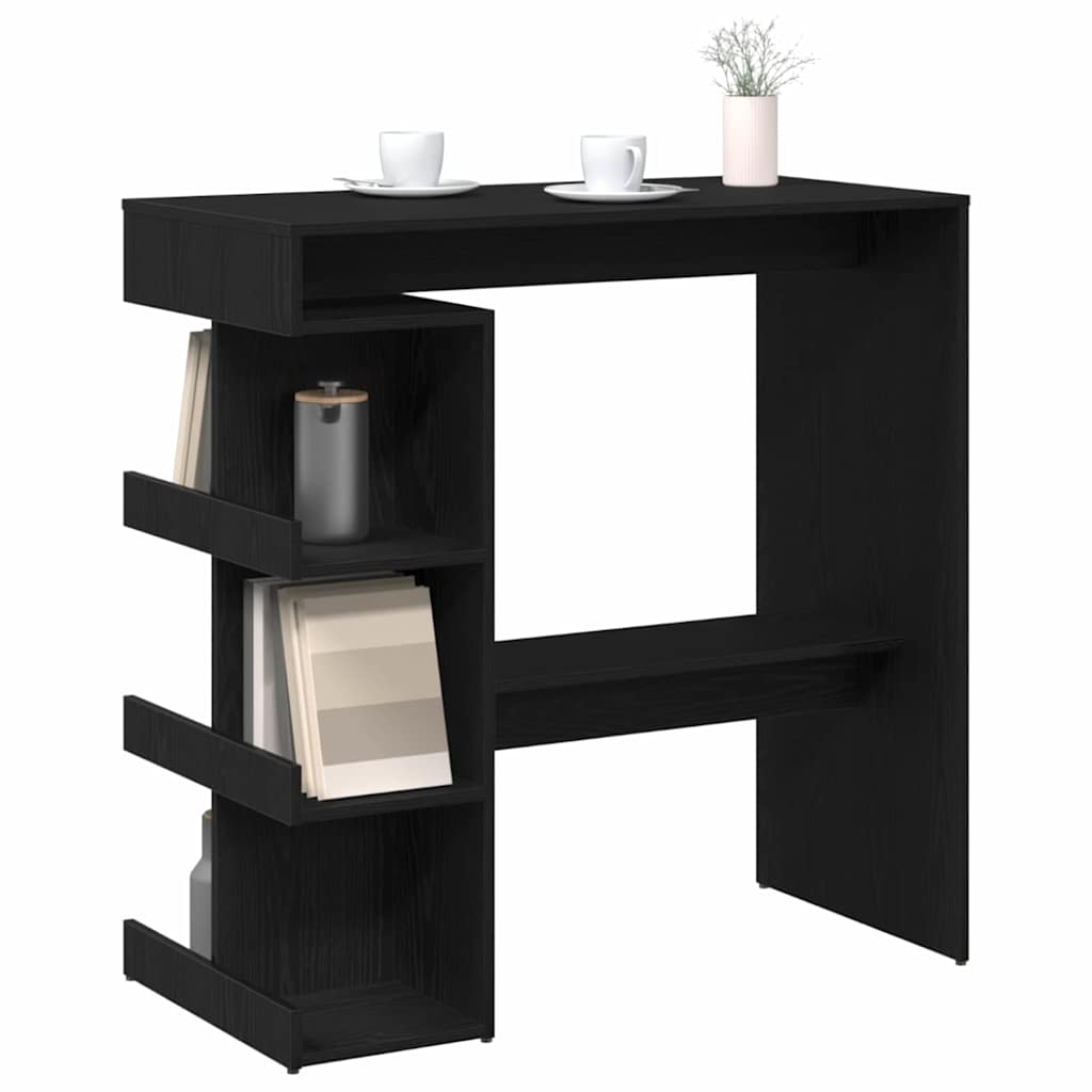 Bartafel met plank Zwart Eiken 100 x 48 x 101,5 cm Bewerkt hout is nu te koop bij PeponiXL, paradijselijk wonen!