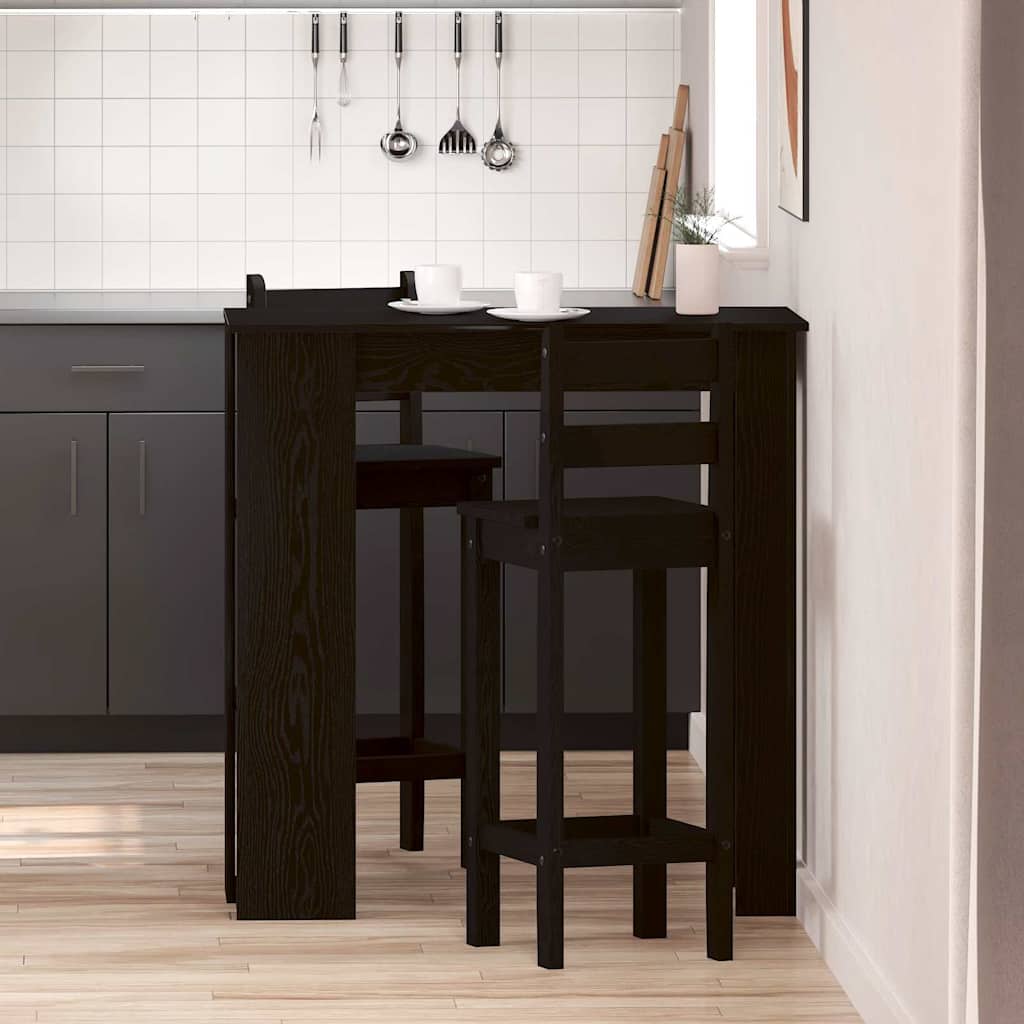 Bartafel met plank Zwart Eiken 102 x 50 x 103,5 cm Bewerkt hout is nu te koop bij PeponiXL, paradijselijk wonen!