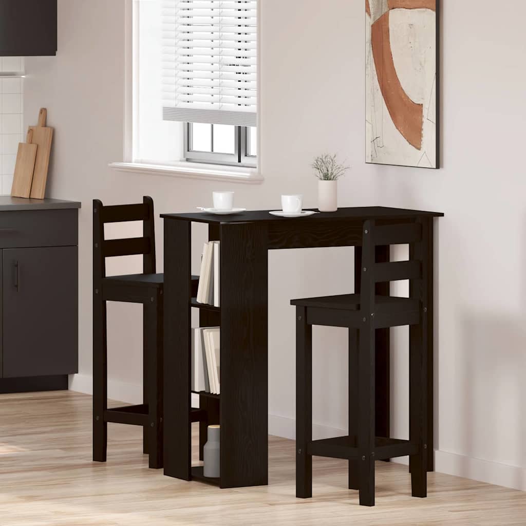 Bartafel met plank Zwart Eiken 102 x 50 x 103,5 cm Bewerkt hout is nu te koop bij PeponiXL, paradijselijk wonen!