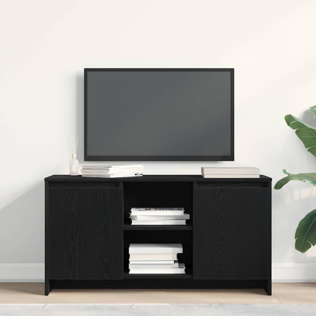 TV-kast Zwart Eiken 102 x 37,5 x 52,5 cm Bewerkt hout is nu te koop bij PeponiXL, paradijselijk wonen!