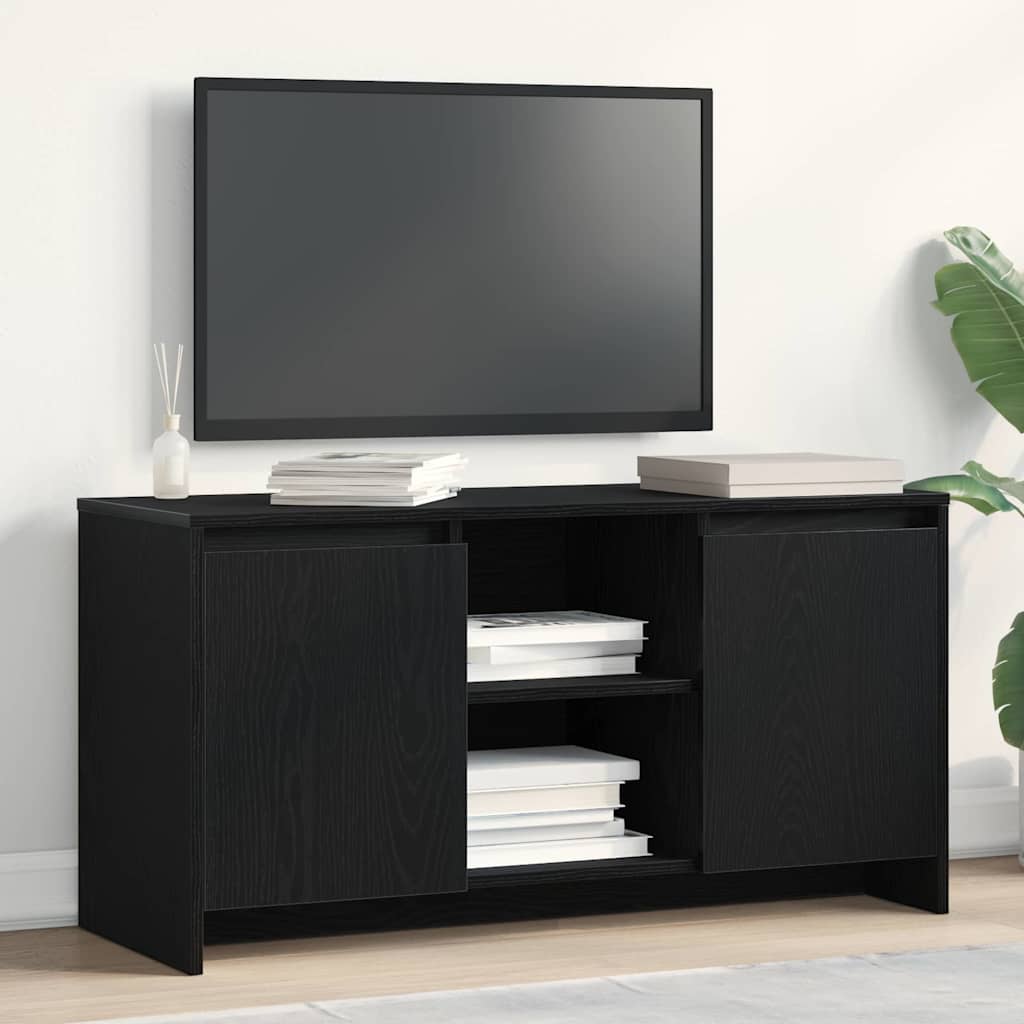 TV-kast Zwart Eiken 102 x 37,5 x 52,5 cm Bewerkt hout is nu te koop bij PeponiXL, paradijselijk wonen!