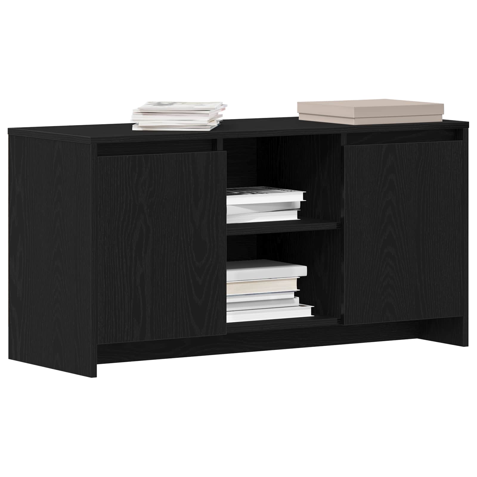 TV-kast Zwart Eiken 102 x 37,5 x 52,5 cm Bewerkt hout is nu te koop bij PeponiXL, paradijselijk wonen!
