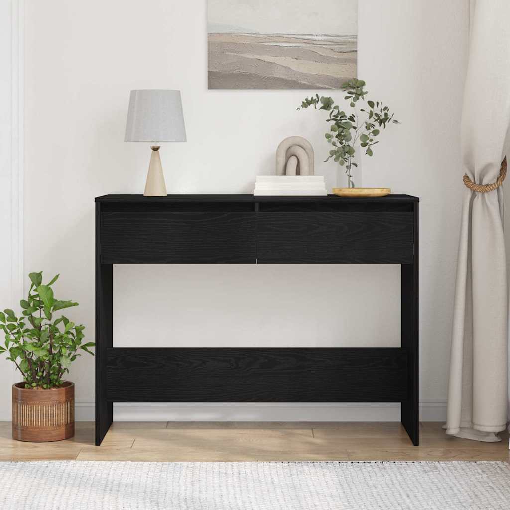 Wandtafel Zwart Eiken 100 x 35 x 76,5 cm Bewerkt hout is nu te koop bij PeponiXL, paradijselijk wonen!