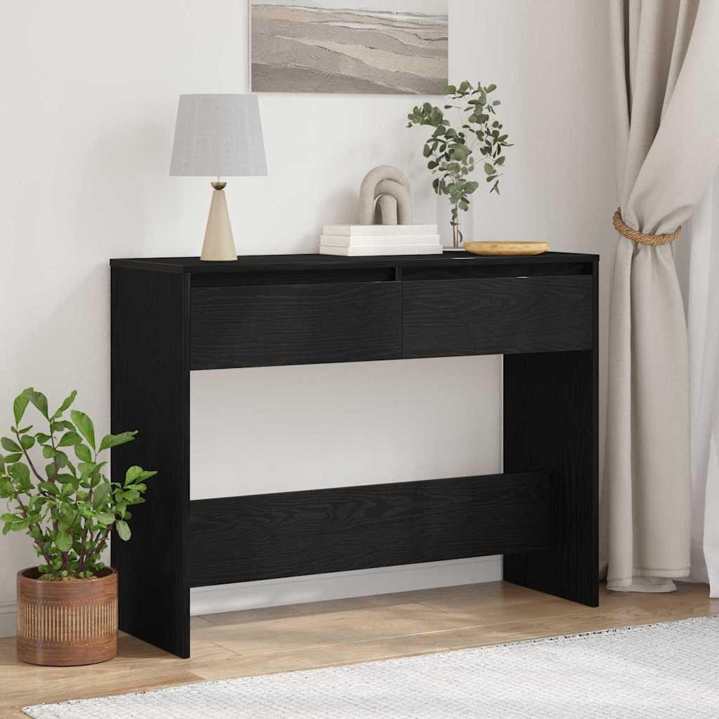 Wandtafel Zwart Eiken 100 x 35 x 76,5 cm Bewerkt hout is nu te koop bij PeponiXL, paradijselijk wonen!