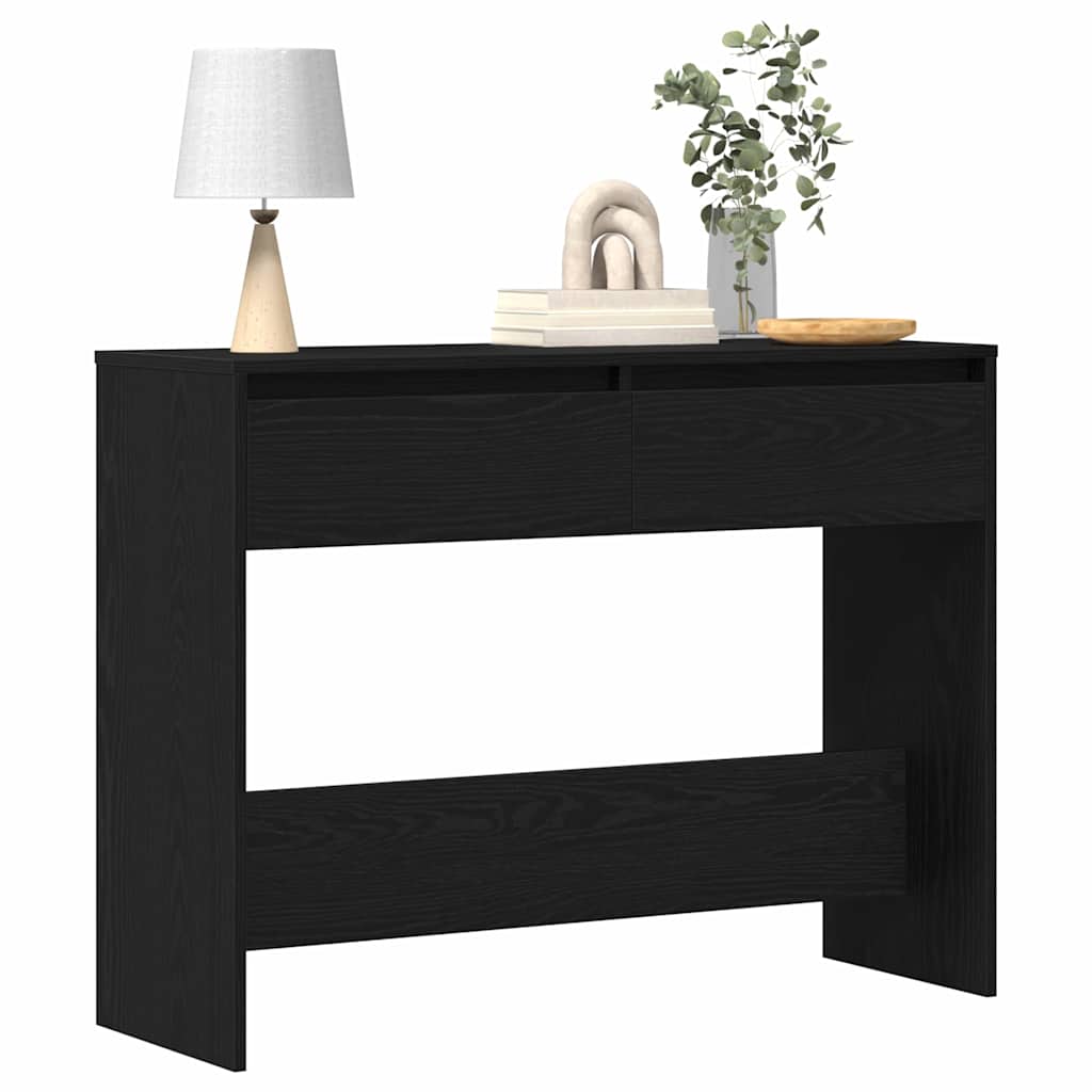 Wandtafel Zwart Eiken 100 x 35 x 76,5 cm Bewerkt hout is nu te koop bij PeponiXL, paradijselijk wonen!