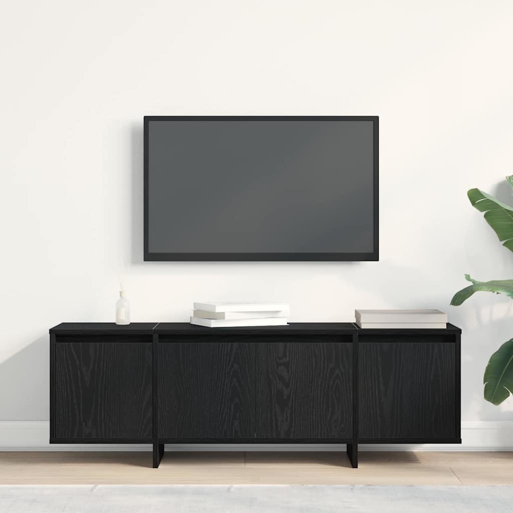 TV-kast Zwart Eiken 120 x 30 x 40,5 cm Bewerkt hout is nu te koop bij PeponiXL, paradijselijk wonen!