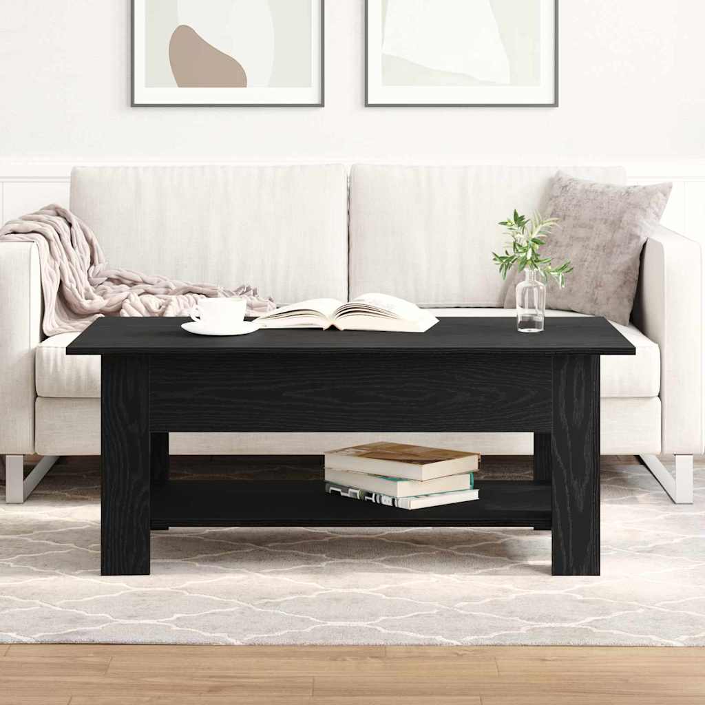 Salontafel Zwart Eiken 102 x 55 x 42 cm Bewerkt hout is nu te koop bij PeponiXL, paradijselijk wonen!