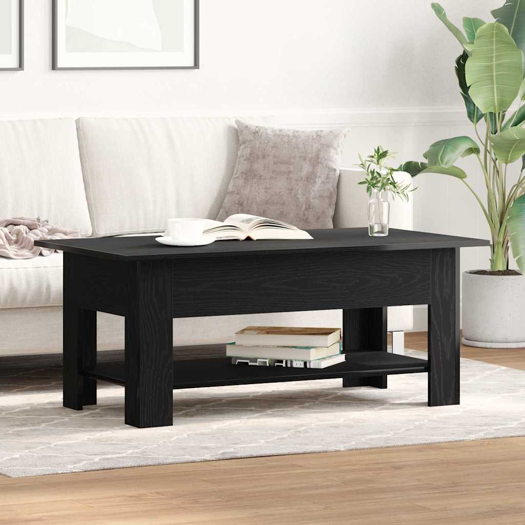 Salontafel Zwart Eiken 102 x 55 x 42 cm Bewerkt hout is nu te koop bij PeponiXL, paradijselijk wonen!
