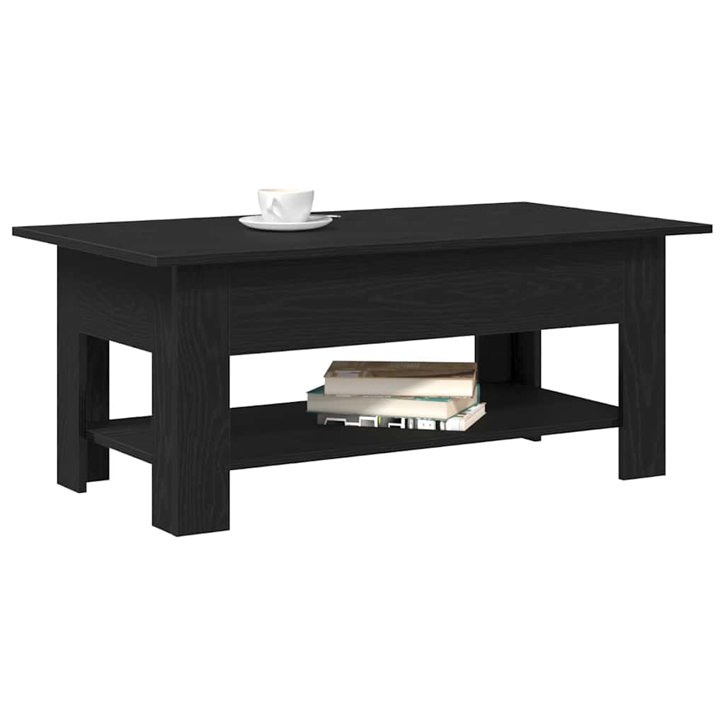 Salontafel Zwart Eiken 102 x 55 x 42 cm Bewerkt hout is nu te koop bij PeponiXL, paradijselijk wonen!