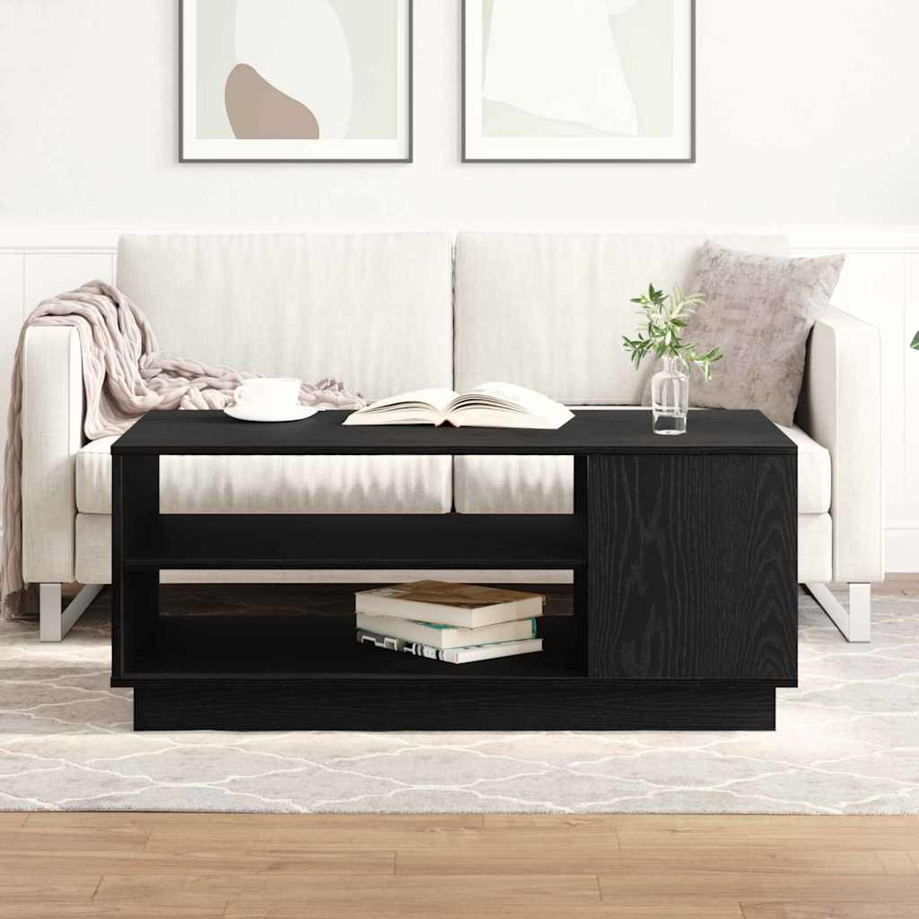 Salontafel Zwart Eiken 102 x 55 x 43 cm Bewerkt hout is nu te koop bij PeponiXL, paradijselijk wonen!