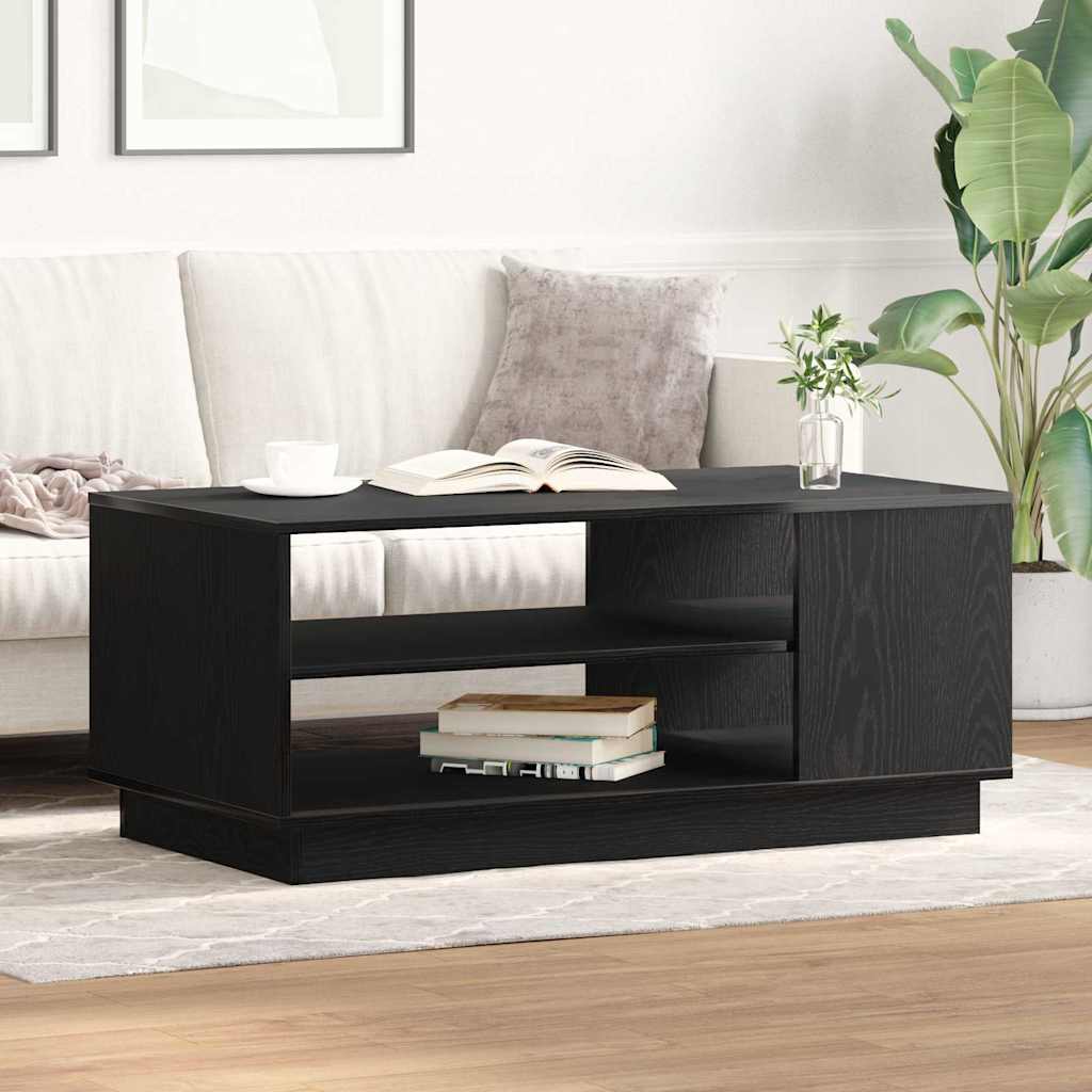 Salontafel Zwart Eiken 102 x 55 x 43 cm Bewerkt hout is nu te koop bij PeponiXL, paradijselijk wonen!